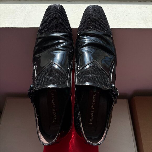 Cesare Paciotti Patent Leather Sequin Designer Luxury Dress Shoes Made in Italy